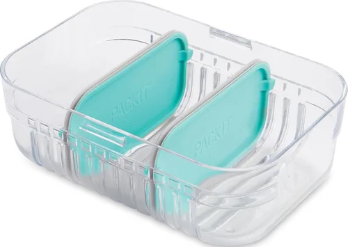Vista 17 de PackIt Mod Snack Bento Recipiente de almacenamiento de alimentos, verde menta (paquete de 2)