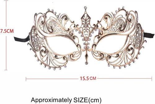 Vista 3 de Un par de máscaras venecianas para parejas (pareja dorada vintage)