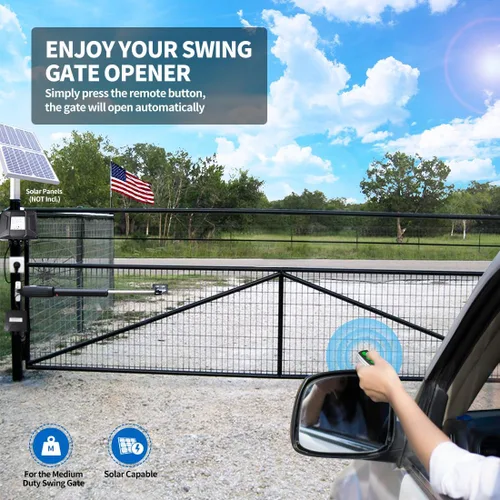 Vista 2 de TOPENS A5131 - Abridor de puerta oscilante único, motor de puerta automático de servicio medio para puertas batientes individuales de hasta 16 pies