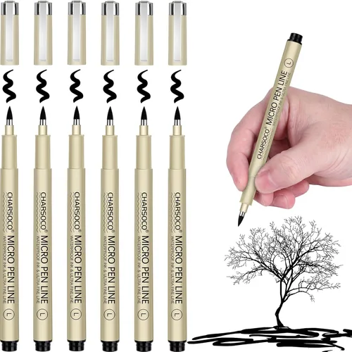 Vista 17 de XS Micro Pen, paquete de 6 bolígrafos negros de punta fina con tinta de archivo impermeable, bolígrafos de tinta fina de 0.039-0.079 in