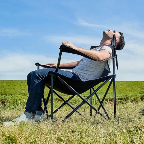 Vista 2 de PORTAL Silla plegable grande y alta de gran tamaño, portátil, resistente, plegable, XXL, para acampar al aire libre o adultos, soporta hasta 600