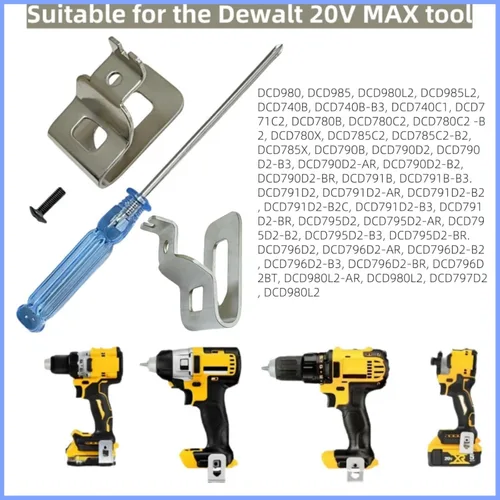 Vista 3 de N268241 N086039 - Soporte de taladro de acero inoxidable para cinturón y ganchos, para herramientas eléctricas Dewalt de 20 V, compatible