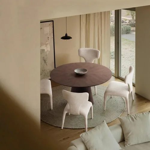 Vista 6 de Sillones decorativos tapizados beige con respaldo curvado minimalista moderno de 2 piezas Diseño ergonómico para sala de estar, estudio