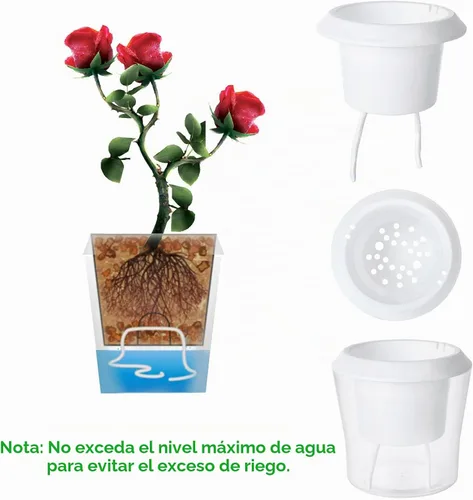 Vista 4 de MNKNENG Paquete de 12 macetas de riego automático para plantas de interior de 4.3 pulgadas, macetas pequeñas de riego automático con indicador
