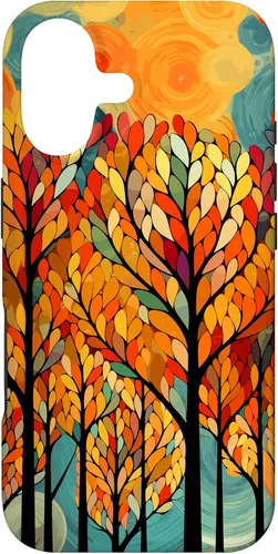 Vista 32 de iPhone 16 Otoño y coloridas hojas y árboles de otoño, funda temática de color de otoño