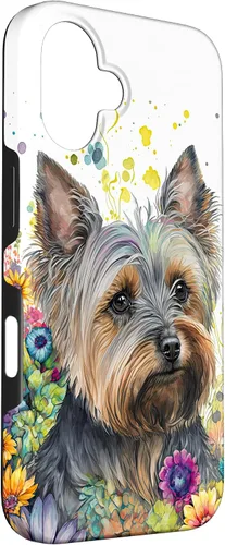 Vista 3 de Funda Yorkie Floral Yorkie Puppy Yorkshire Terrier Acuarela para iPhone 16