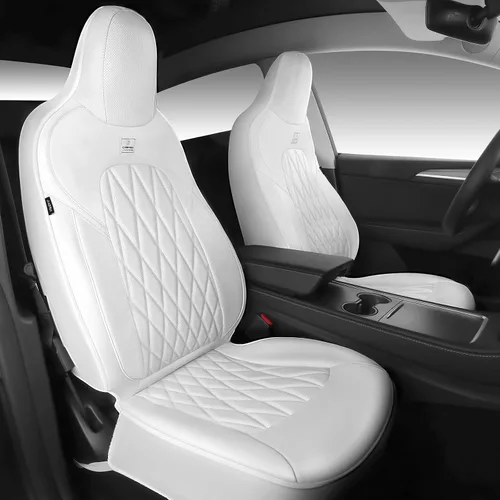 Vista 11 de Car Pass - Juego completo de fundas de asiento de lujo con ribete de cuero sintético, cubiertas de asiento automotrices antideslizantes impermeables