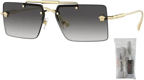 Vista 2 de Versace VE2245 Rectangle Sunglasses for Women BUNDLE With Designer iWear Complimentary Eyewear Kit