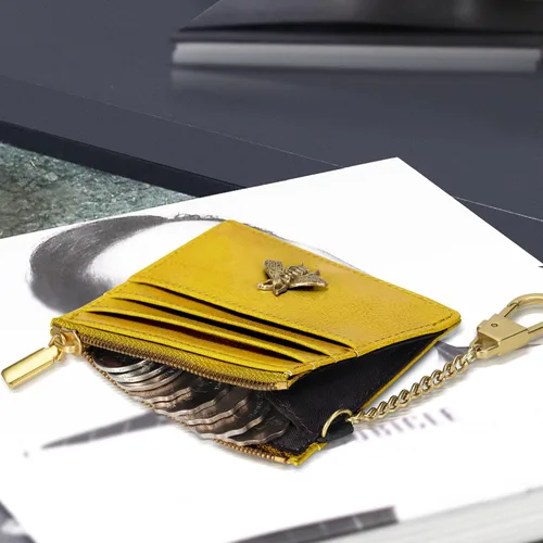 Vista 14 de SEAVILIA Tarjetero llavero cartera para mujer con ventana de identificación RFID monedero regalo abeja delgada minimalista pequeña cartera