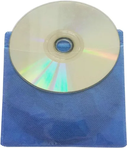 Vista 3 de Fundas para CD/DVD/BluRay, funda de plástico de repuesto de doble cara para carpetas de almacenamiento de CD y DVD, paquete de 100 unidades (azul)