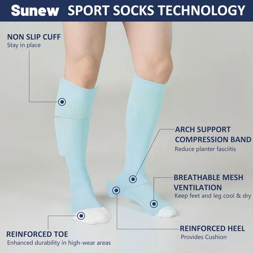 Vista 3 de Sunew Calcetines de béisbol de fútbol, paquete de 23 unidades, calcetines deportivos multideportivos, para sóftbol, fútbol, voleibol, para jóvenes