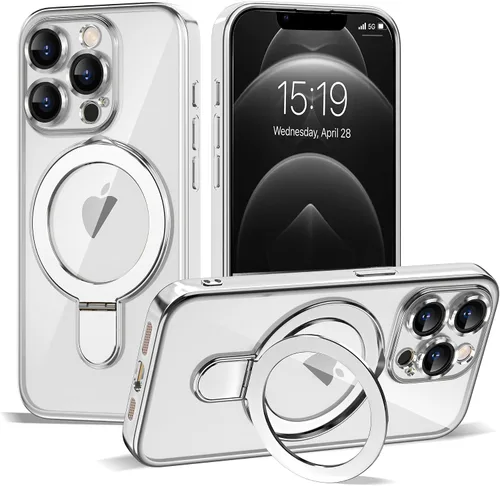 Vista 49 de Funda compatible con iPhone 12 con soporte de anillo magnético invisible [compatible con Mag-Safe] [Protector completo de lente de cámara] Funda