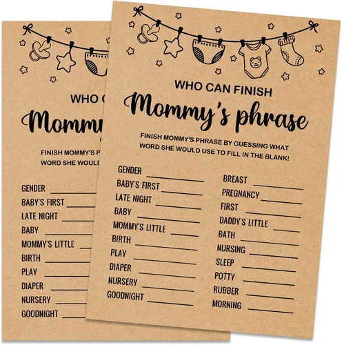 Vista 9 de Baby ABC Juego de Baby Shower, 30 unidades, kraft, juego de mesa, todas las edades, inglés, cartulina, manual, unisex, baby shower y alfabeto