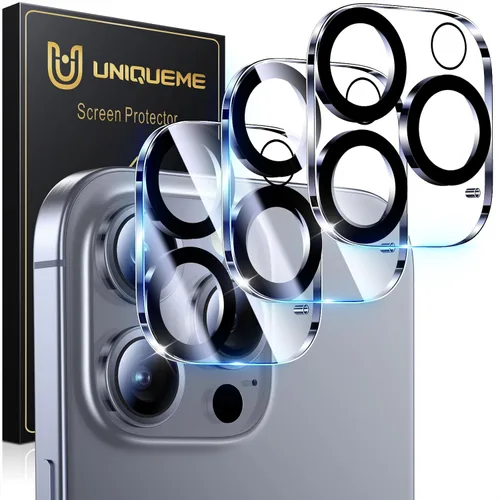 Vista 36 de UniqueMe para Paquete de 3 Protectores de Lente de Cámara para iPhone 15 Pro/iPhone 15 Pro Max, [Protección contra Caídas] [Compatible con Fundas]