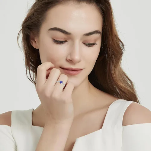 Vista 6 de Yaresul Anillo de promesa de corazón de 1.25 quilates para mujer, anillos Plata de ley 925 de zafiro creado