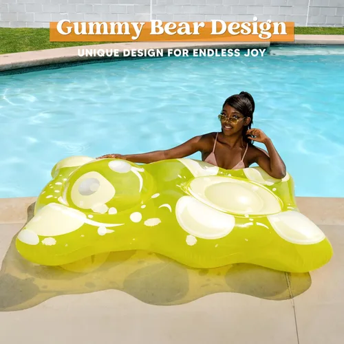 Vista 3 de SLOOSH Flotadores inflables de oso de goma de 60 pulgadas para piscina, divertidos flotadores para piscina, juguetes para decoración de fiesta