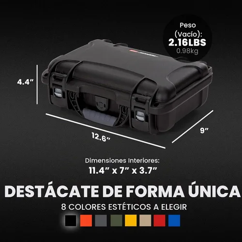 Vista 4 de NANUK 909 - Funda rígida de viaje con espuma en cubos personalizable, funda impermeable para cámara, 12.6 x 9 x 4.4 pulgadas, ligera, con cerradura