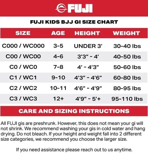 Vista 2 de FUJI Kids All-Around Brazilian Style Jiu Jitsu Uniform with C0-Sized White Belt