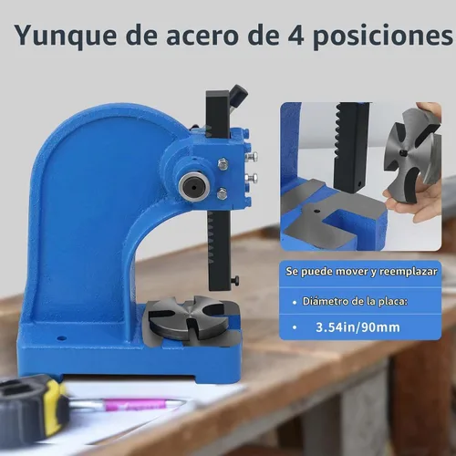 Vista 7 de Prensa manual de eje 0,5 toneladas, hierro fundido resistente Máquina de prensa de perforación de escritorio, para remachar agujeros de perforación