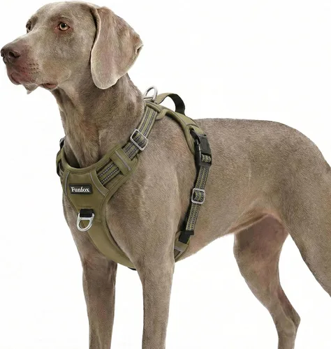 Vista 31 de Funfox Arnés para perro sin tirones, arnés de chaleco ajustable para mascotas, material súper suave con mango vertical, fácil control, paseo