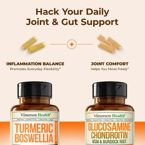 Vista 7 de Joint Support Bundle – 2-Pack Organic Turmeric Supplement with 95% Curcuminoids + 65% Boswellia Extract, Ginger Root & Black Pepper (BioPerine) +