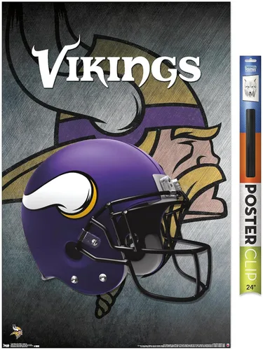 Vista 19 de Trends International NFL Minnesota VIkings - Póster de pared con casco 16, 14.725 x 22.375 pulgadas, versión enmarcada de madera de granero Versión