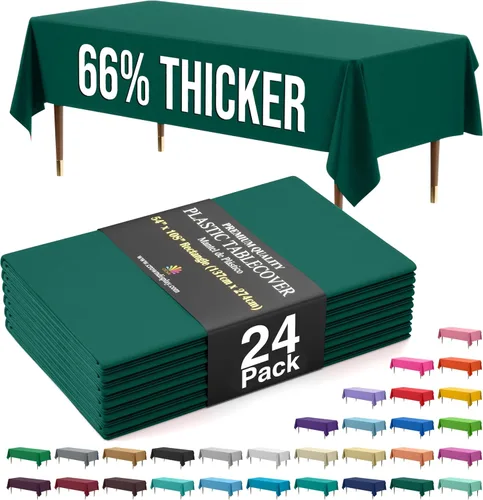 Vista 74 de Exquisite 66% Thicker Premium Plastic Table Cloth Rectangle Table Cover 0.5 Mil 6 Pack Aqua Table Cloth 54 Inch x 108 Inch Disposable Tablecloth