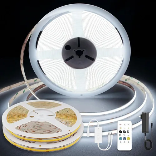 Vista 12 de Tira LED COB, tira de luz LED COB blanca cálida de 16.4 pies, tira de luz LED regulable de 2700 K, CRI92+, 0.315 in de ancho, cinta LED flexible