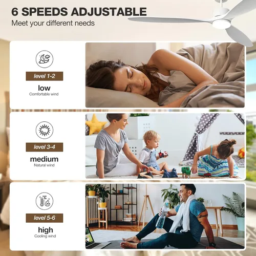 Vista 7 de Ventilador de techo inteligente de 70 pulgadas con luces, ventilador de techo con aspas de madera maciza con control remoto, Alexa, controles