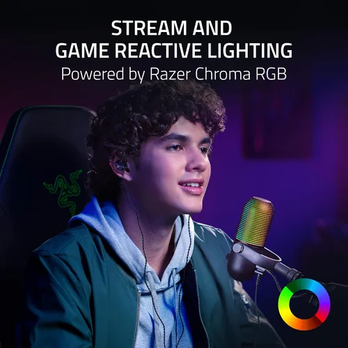 Vista 2 de Razer Seiren V3 Chroma RGB, Stream & Game Reactive, micrófono USB, negro