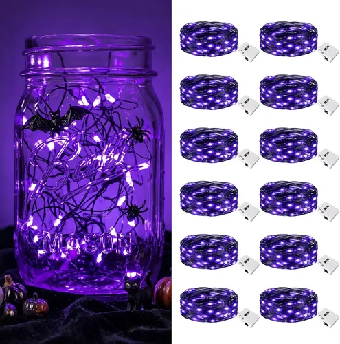 Vista 44 de btfarm - Paquete de 6 luces de hadas con pilas, luces parpadeantes con 3 modos