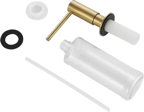 Vista 8 de AguaStella ASF026BG Dispensador de jabón integrado dorado cepillado brillante para fregadero de cocina con botella de jabón bomba de encimera
