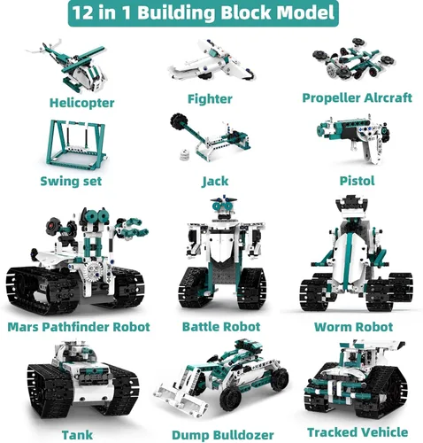 Vista 2 de Juguetes de Robot STEM para 8-14, 12 en 1 Juguetes de Robótica de Control Remoto para Niños, Kit de Construcción de Robot Programable Regalo
