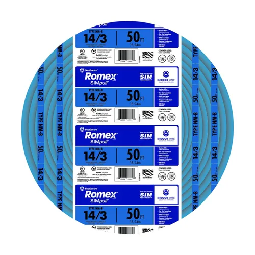 Vista 2 de Southwire Romex Brand Simpull Solid Indoor 14/3 W/G NMB Cable 100ft coil - SW 63946828