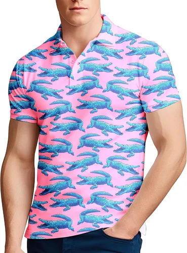 Vista 25 de Camisa de golf de los años 80 para hombre, ajuste seco, manga corta, estampada, divertidas, camisas de golf de los años 90 para hombre