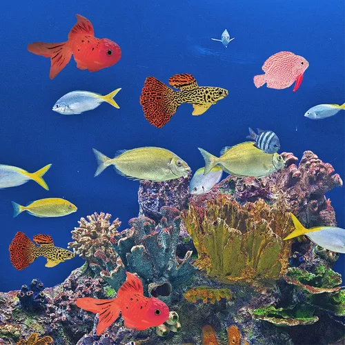Vista 2 de gootrades 3 piezas de peces flotantes artificiales para decoración