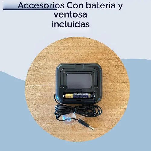 Vista 7 de Termómetro digital HATUSOKU con sensor externo, imán, ventosa, termómetro de agua, para acuario, refrigerador, congelador (negro)