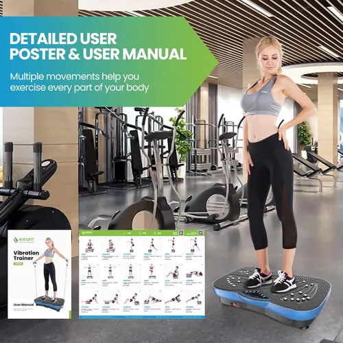 Vista 6 de Equipo de ejercicio con placa de vibración para fitness, máquina de ejercicio con forma de cuerpo entero, plataforma de vibración, ajuste de Azul