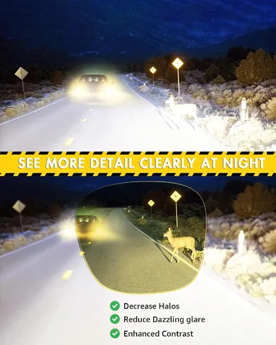 Vista 5 de IGnaef Gafas de visión nocturna para conducción nocturna, de gran tamaño, polarizadas, amarillas, antirreflejos, IF7511