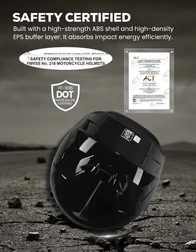 Vista 4 de XFMT Casco de motocicleta de cara completa, casco de doble visera para bicicleta de calle, ATV con protector solar interno para adultos, hombres