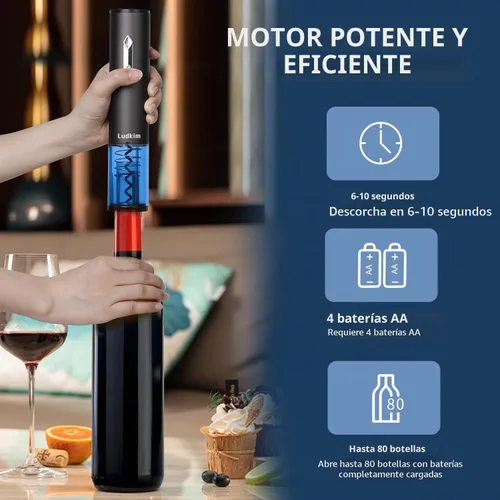 Vista 4 de Abrebotellas de vino eléctrico, 5 en 1, abrebotellas de vino Plata 5 en 1
