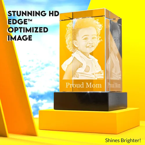 Vista 3 de Crystal Clear Memories Foto de cristal 3D, personalizada con tu propia foto para mamá, papá, hombres, mujeres, imagen grabada con láser 3D, grabado