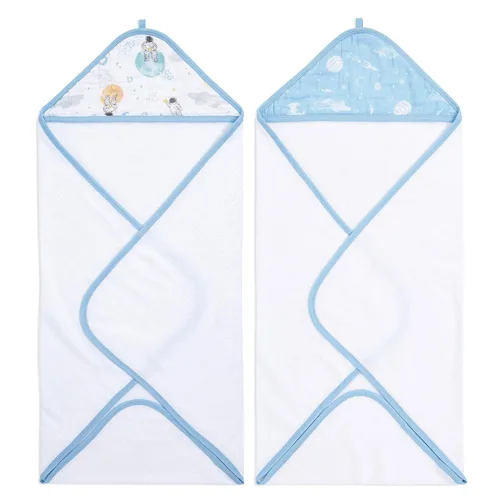 Vista 14 de aden + anais Essentials - Toalla de baño con capucha para bebé, súper suave, 100% algodón, paquete de 2, conejitos ruborizados