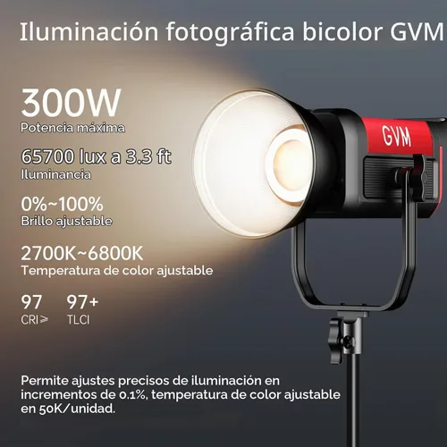 Vista 2 de GVM Kit de Iluminación de Video 300W Luces de Estudio Bicolor con Softbox de Montaje Bowens y Soporte CCT 2700K~6800K CRI 97+ Iluminación Continua