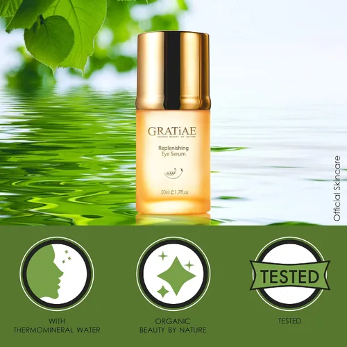 Vista 3 de Gratiae Suero de ojos orgánico reabastecedor - Cuidado cosmético de los ojos con vitamina E, 1.02 fl oz