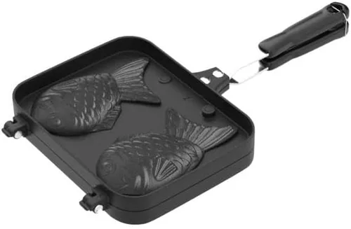 Vista 4 de MAOPINER Taiyaki - Molde para hacer gofres con forma de pez, doble molde para hacer gofres para bricolaje Fish Shaped Pancake Pan for Homemade