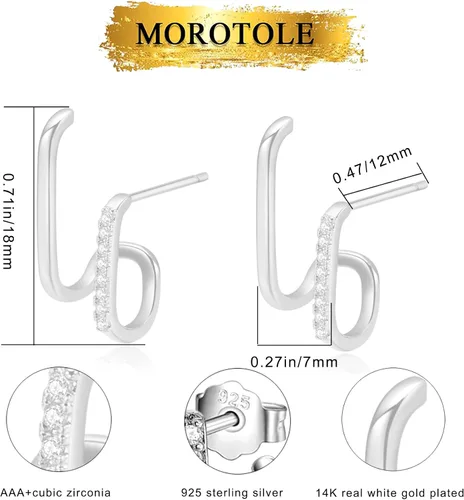 Vista 3 de Aretes de garra de plata de ley 925, aretes de garra para mujer, aretes que parecen múltiples piercings, aretes de oruga y plata para adolescentes