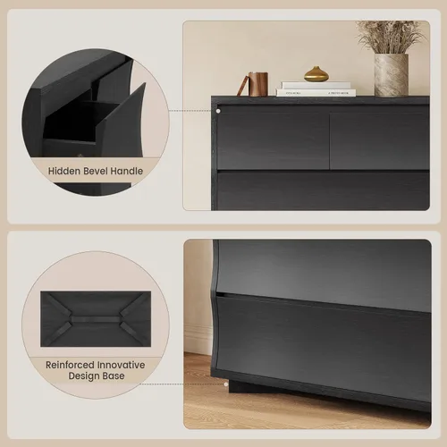 Vista 14 de Cómoda alta negra para dormitorio, cómoda de 61.1" de alto con 8 cajones, cómodas de madera y cómodas con cajones, organizadores de cajones Negro