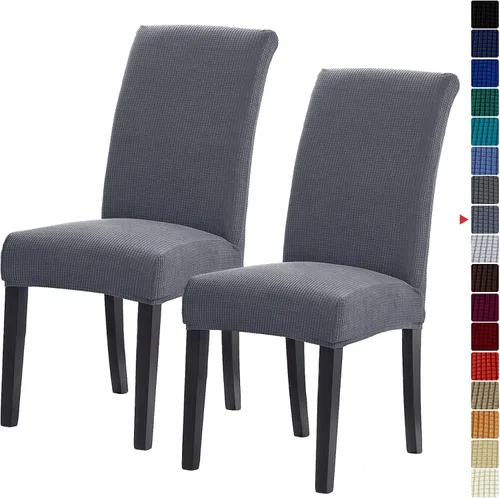 Vista 50 de Juego de 2 fundas para sillas de comedor, fundas elásticas para sillas de comedor, fundas para sillas de cocina de jacquard texturizadas, decoración