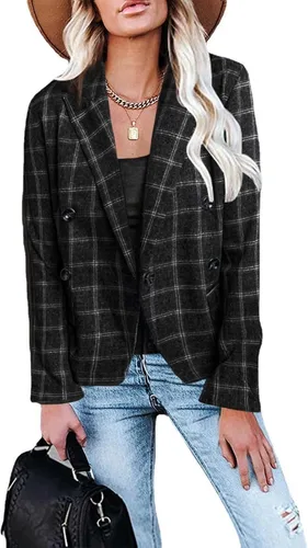 Vista 3 de Blazer para mujer, blazer de manga dividida, degradado, suave, a la moda, frente abierto, chaquetas marrones